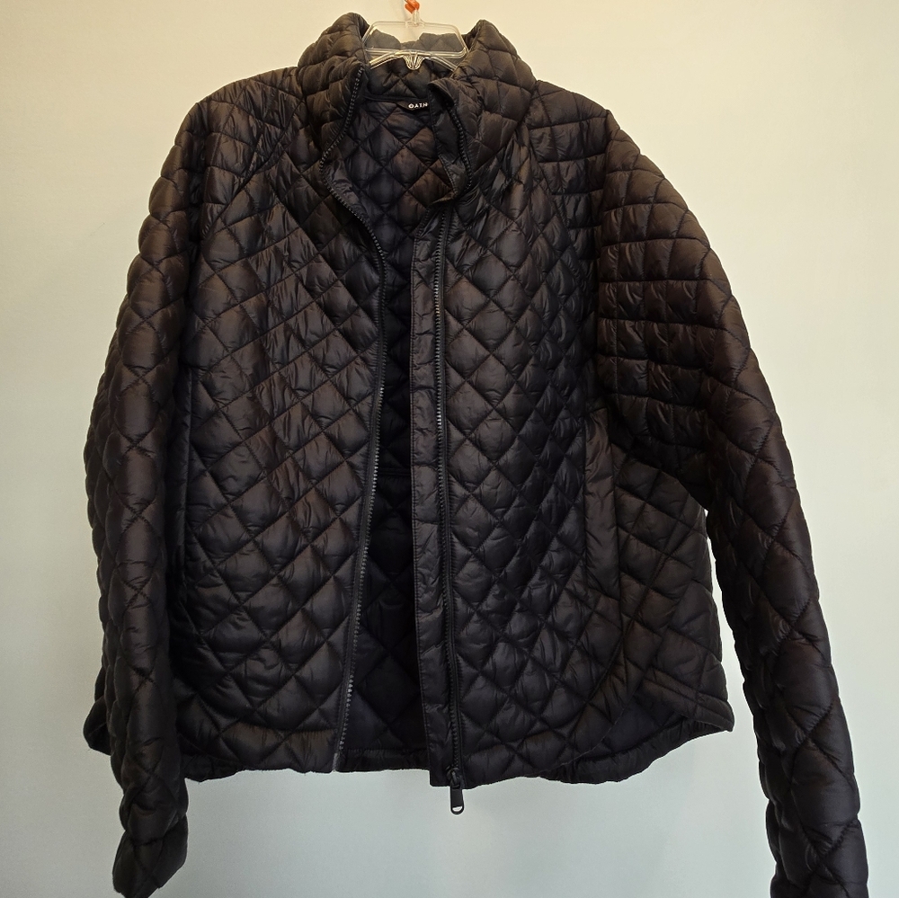 Athleta L Black Quilted Puffer Jacket